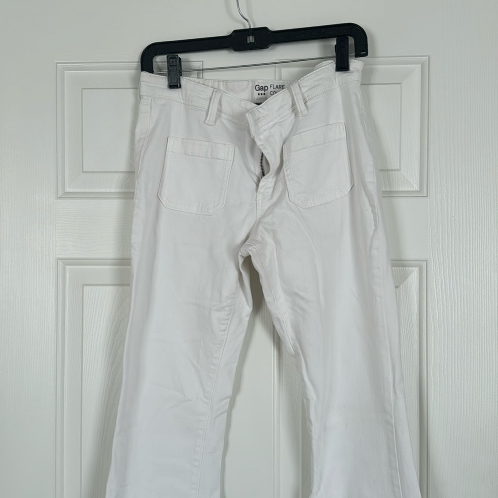 White denim flare jeans